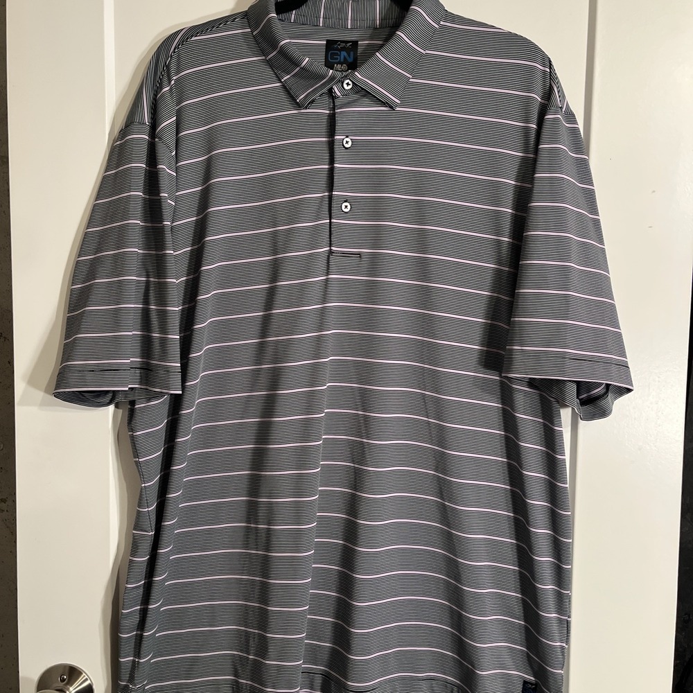 Greg Norman Men's Golf Polo Play Dry Performance Polo Shirt XL Striped Stretch
